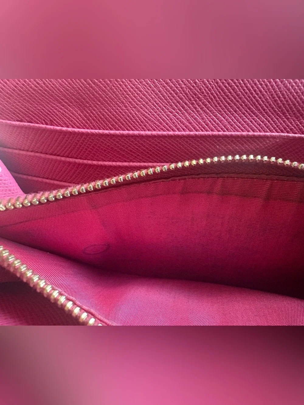 Prada Pink Saffiano Continental Wallet with Gold Logo